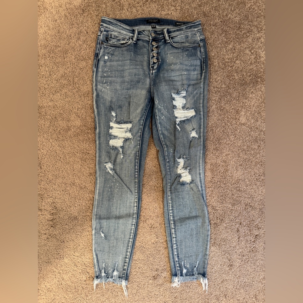 Judy Blue Light Acid Wash Distressed Skinny-fit Jeans